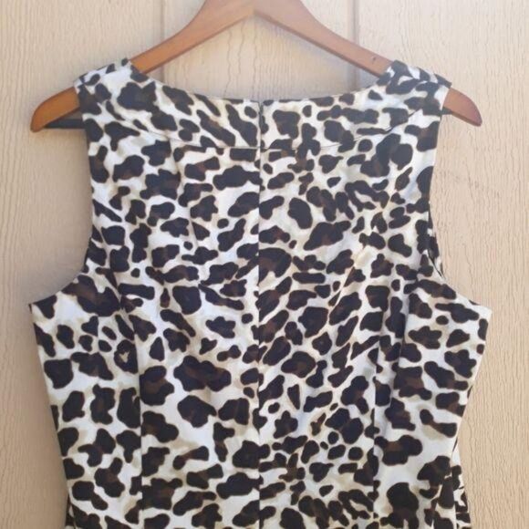 Jones New York Day To Night Leopard Scoop Neck Sleeveless Sheath Dress Sz 14 - Picture 6 of 8